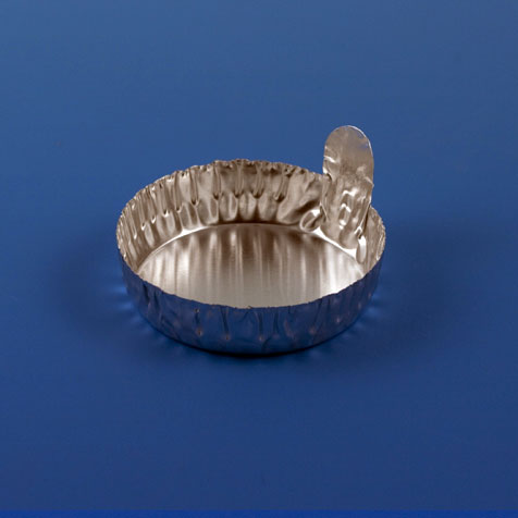 Globe Scientific Aluminum Dish, 50mm, 1.0g (20mL), Crimped Side with Tab, 100/Pack, 10 Packs/Carton Image